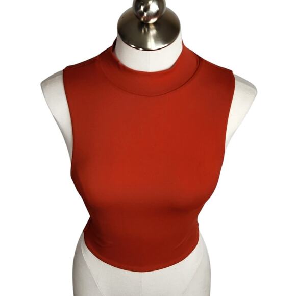 Babaton Aritzia Contour Mockneck‎ Tank Flambeau Red Orange Women's Small - Picture 1 of 7